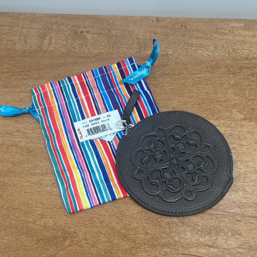 Brighton Black Round Embossed Coin Purse